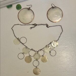 Copper Cascading shell Necklace with earrings
